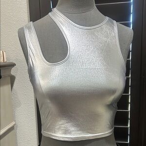 Metallic Silver Women's Crop Top